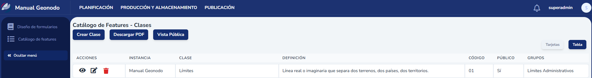 Listado de clases con la nueva clase creada