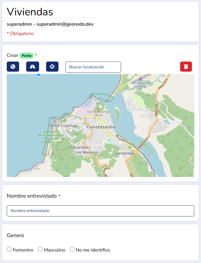 Ejemplo de la vista web de un formulario publicado