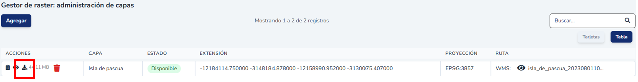 Botón para descargar el archivo raster