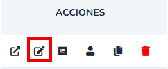 Acción Editar instancia en la columna de acciones