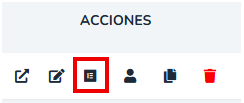 Acción Configurar menú en la columna de acciones